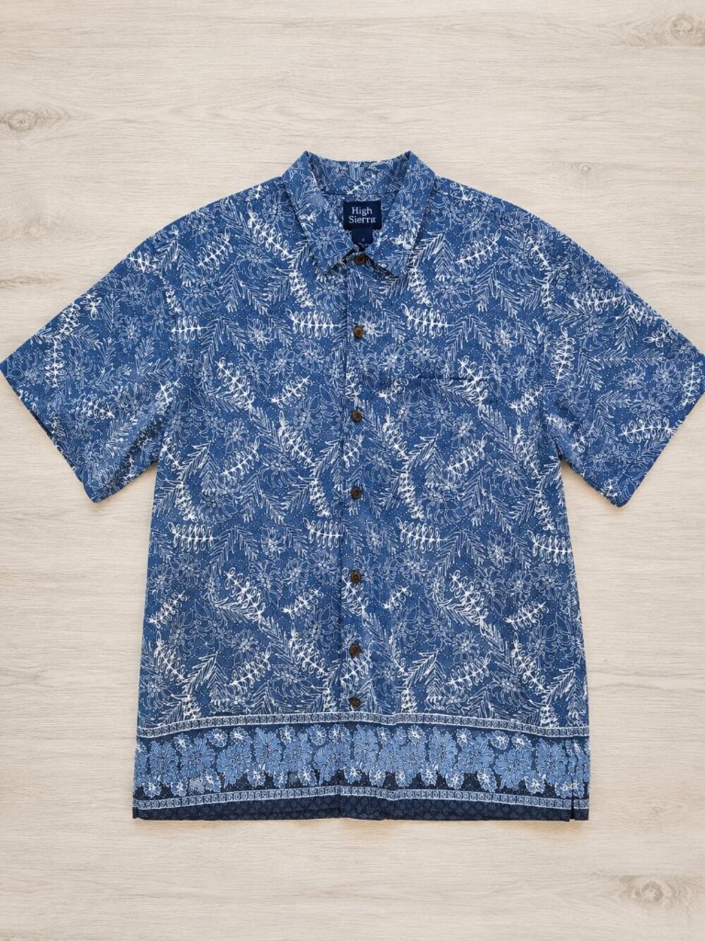 High Sierra Light Navy Blue Hawaiian Short Sleeve Shirt - L